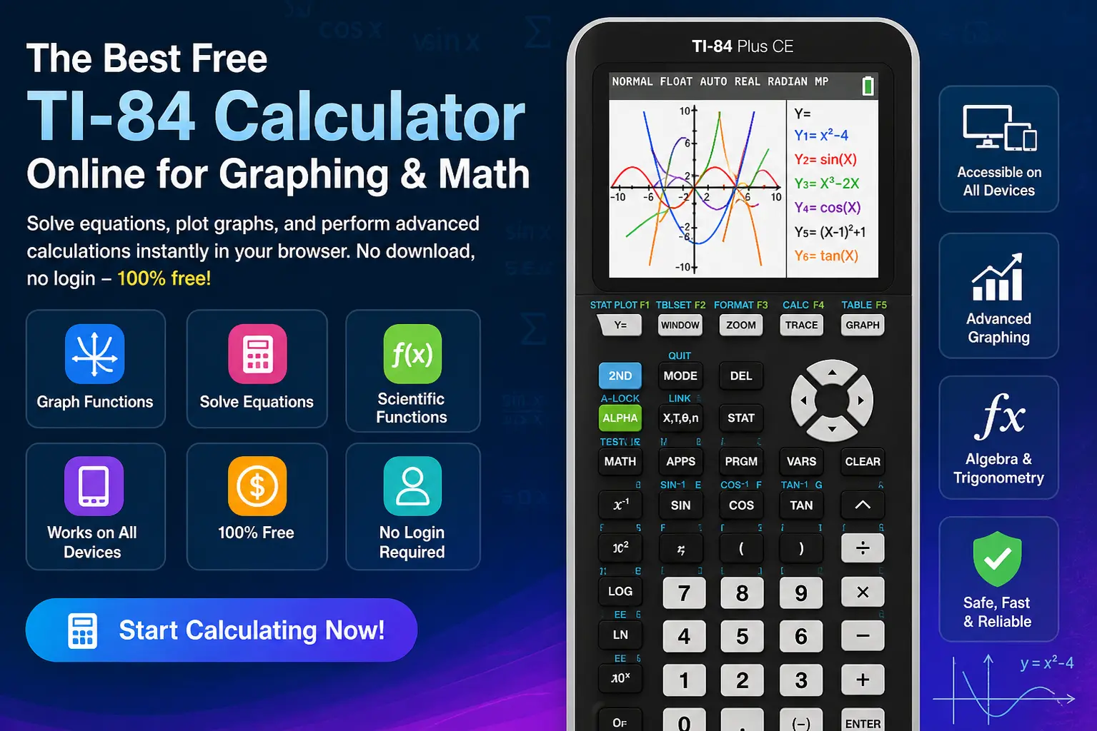 Free TI-84 Calculator Online for Graphing & Math